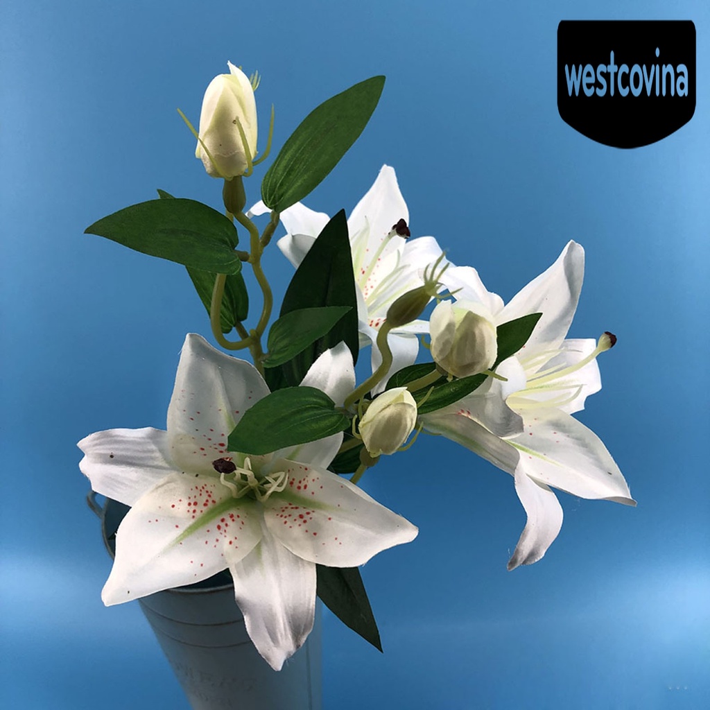 [Hot]☀ Nhánh Hoa Lily Giả 6 Bông Trang Trí Tiệc Cưới