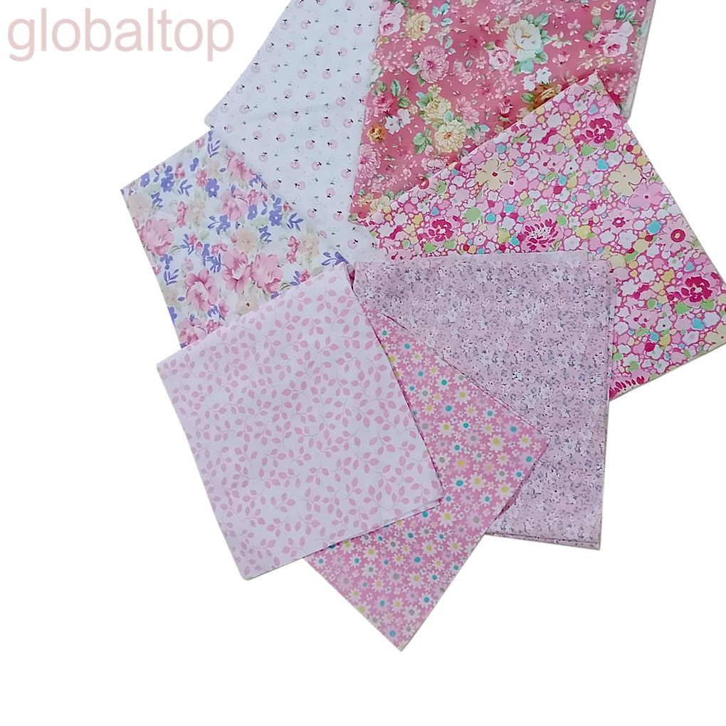 Set 7 tấm vải cotton màu hồng dùng để may vá
