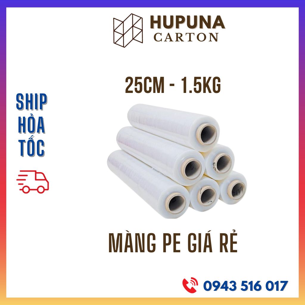 ( Khổ 25cm 1.5kg) Màng PE trắng trong, màng chít, nilong bọc hàng lõi nhỏ giá rẻ Hà Nội