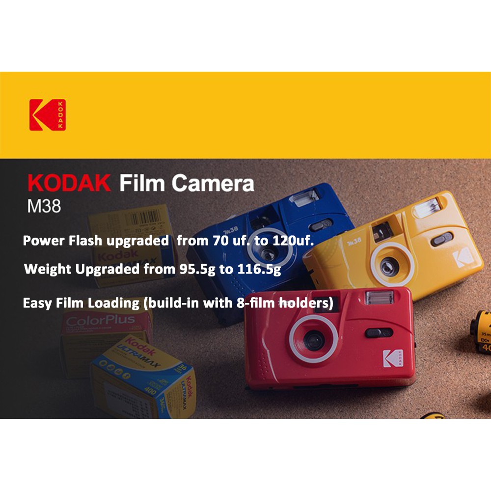 Máy ảnh phim cổ điển có thể tái sử dụng Kodak M35 M38 size 35 với túi đựng & túi giấy