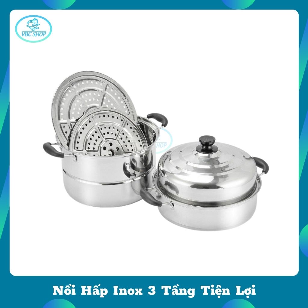 Nồi Hấp Inox 3 Tầng Tiện Dụng Cho Mọi Loại Bếp, Nồi Hấp Inox Đa Năng