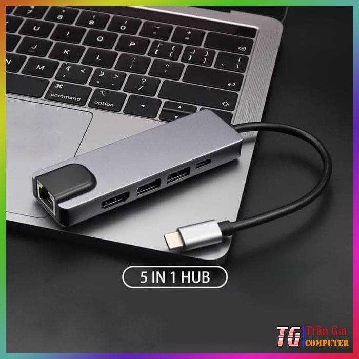 Cáp chuyển USB Type C sang HDMI, USB 3.0, LAN, PD YX-8805