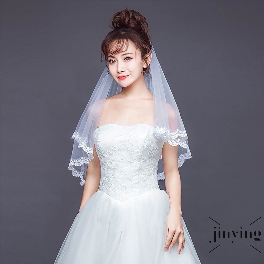 GETNOIVAS Mạng che mặt cô dâu vải lưới phối ren sang trọng
