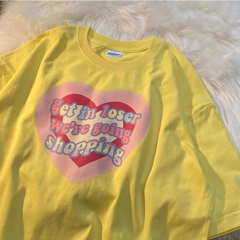 NRVP Áo thun ngắn tay dáng rộng phong cách Hàn Quốc thời trang 2021 dành cho nữ