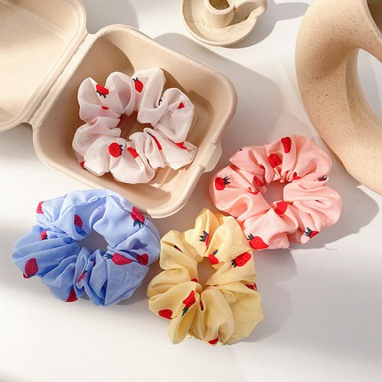 Dây Cột Tóc Họa Tiết Quả Dâu Xinh Xắn Phong Cách Hàn Quốc