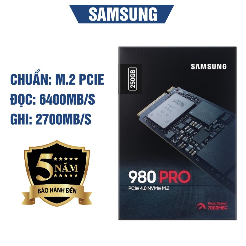 [Mã 1511ELSALE hoàn 7% xu đơn 300K] Ổ cứng SSD Samsung 980 PRO 250GB NVMe