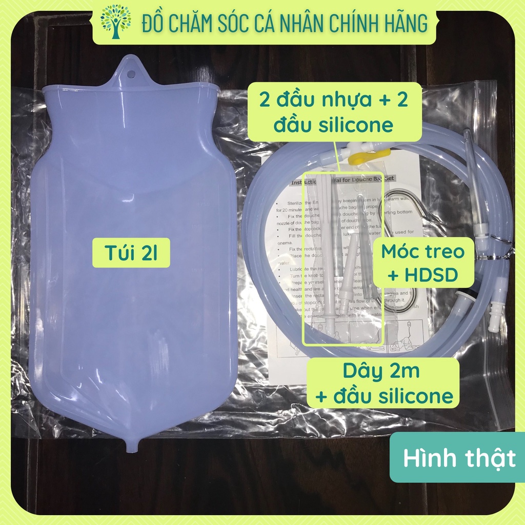 Dụng cụ thải độc cà phê coffee enema bag kit thụt tháo đại tràng túi súc ruột silicone 2l TUI2