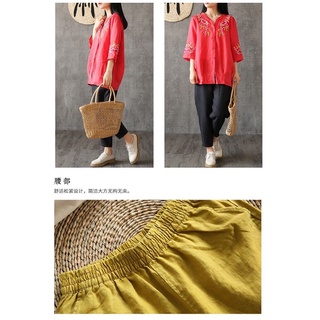 Quần baggy lửng chất đũi lụa