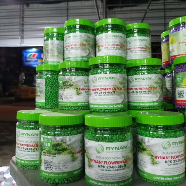 Phân tan chậm Rynan FM230 NPK 23-8-8+TE, cung cấp dinh dưỡng, dạng viên, lọ 150gr, cho cây cảnh - Hàng chính hãng