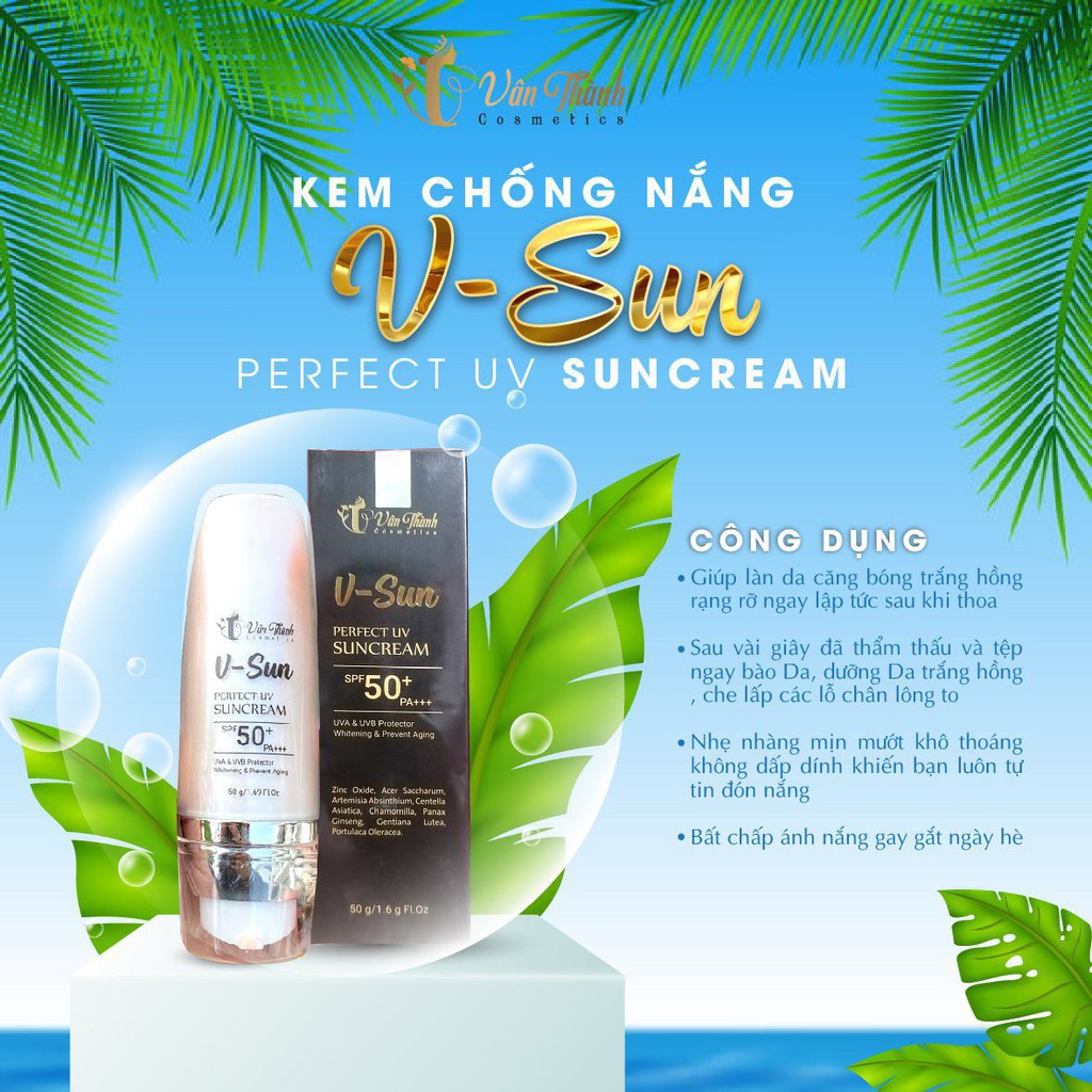 [CHÍNH HÃNG] Kem Chống Nắng Hàn Quốc V- SUN, Kem Chống Nắng Nâng Tone, Kiềm Dầu, Lâu Trôi, Thẩm Thấu Nhanh