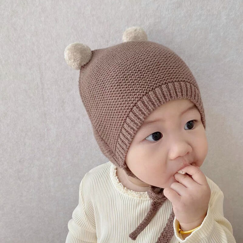 Mũ Beanie Dệt Kim Mềm Mại Giữ Ấm Mùa Thu Đông Cho Bé