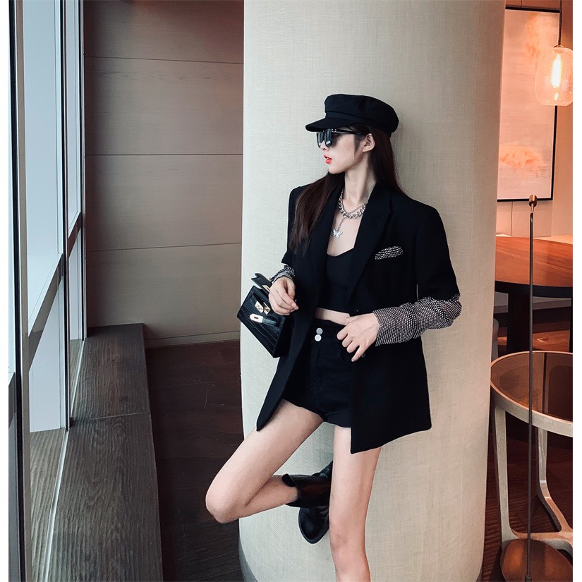 Áo khoác nữ dài tay phối lưới bling | BigBuy360 - bigbuy360.vn