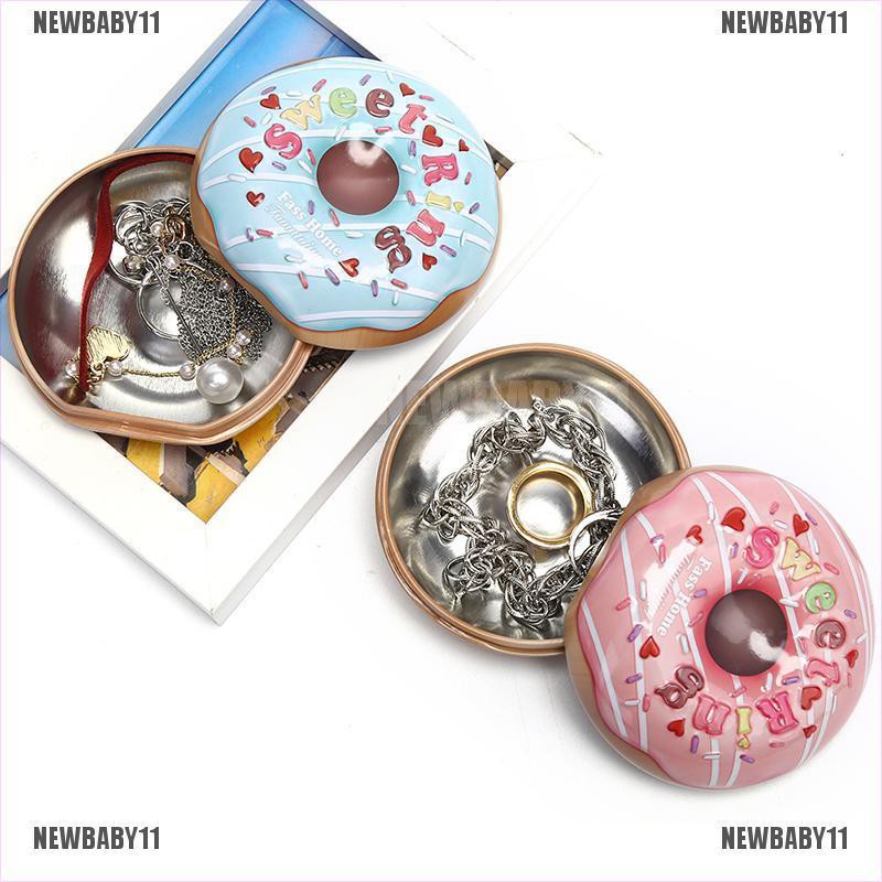 [NEWBABY11] Hộp Thiếc Trưng Bày Trang Sức Hình Bánh Donut
