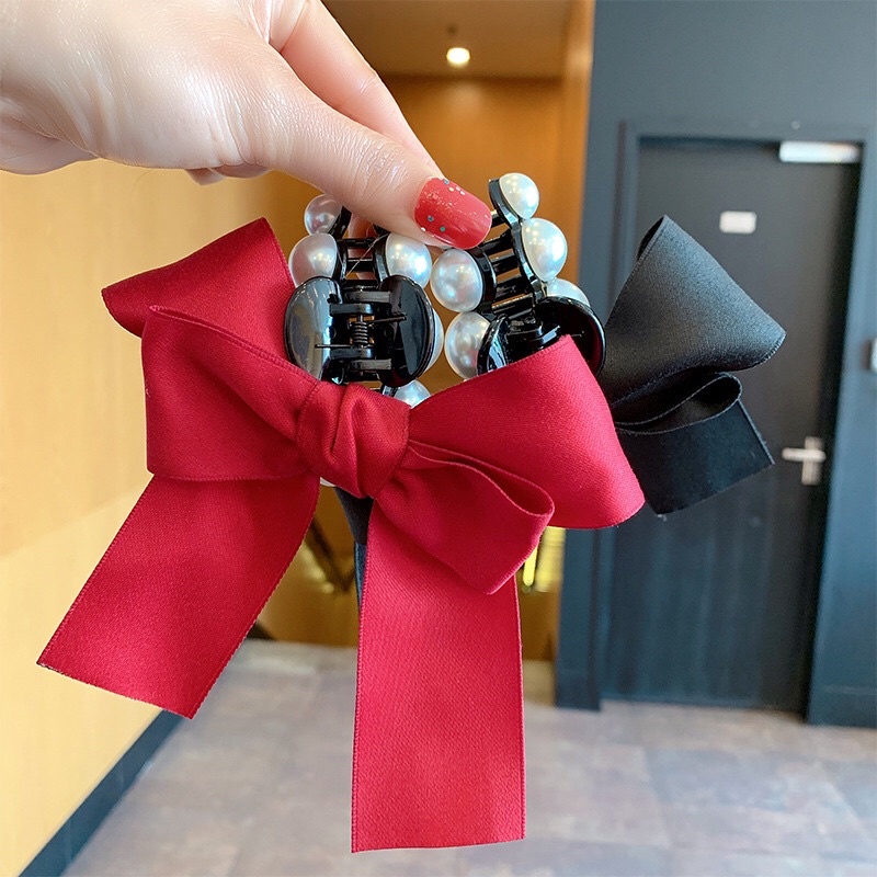 ❣️❣️ Kẹp Tóc Nơ Đầu Tiểu Thư Bản To, Phụ Kiện Tóc Màu Trắng, Đen, Đỏ
