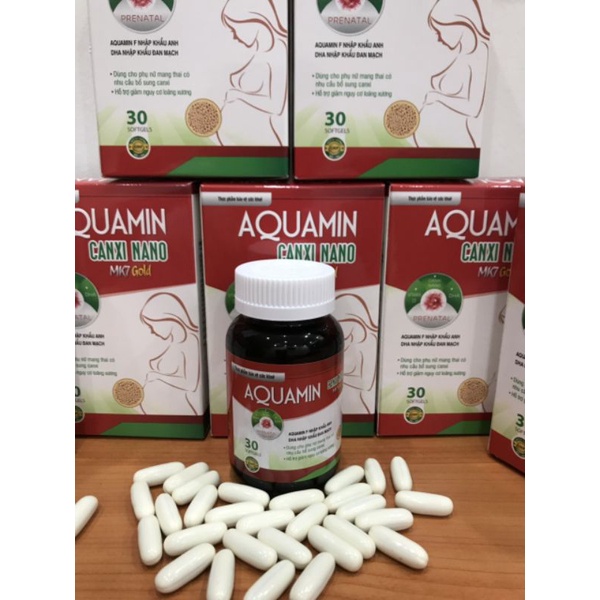 Canxi cho bà bầu ,phụ nữ mang thai AQUAMIN CANXI NANO MK7 GOLD tảo biển đỏ-Hộp 30 viên