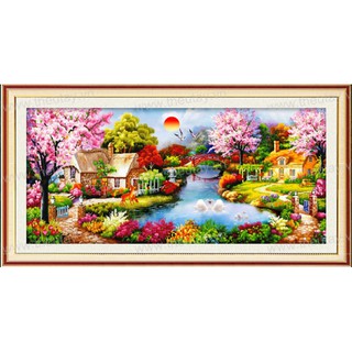 Tranh Đính Đá ABC 3D Mùa Xuân Ấm Áp D9341 (KHÁCH TỰ ĐÍNH) KT:100X50CM