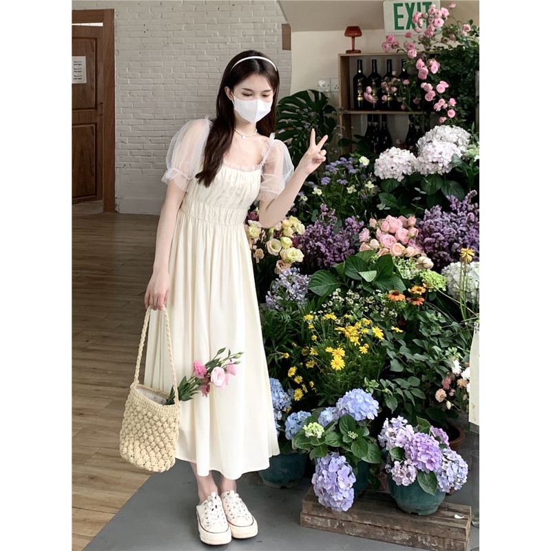 Đầm Dáng Dài Tay Phồng Phong Cách Pháp Cổ Điển Thời Trang Mùa Hè Hàng Mới Dành Cho Bạn Nữ