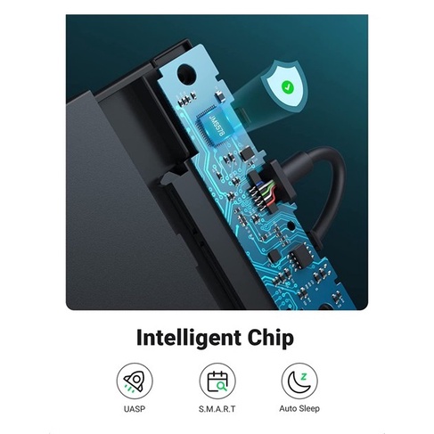 Hộp đựng ổ cứng 2.5 inch SATA3, USB 3.0 hỗ trợ 6TB Ugreen 30719 cáp liền, Ugreen 30725 cáp rời