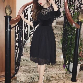Đầm ren phối nhung