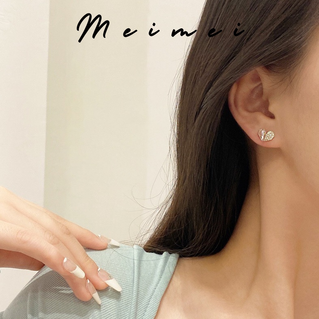 Khuyên tai hình trái tim đính đá Meimei KT0032