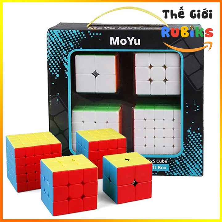 Hộp 4 Rubik MoYu MFJS MeiLong 2x2 3x3 4x4 5x5 Gift Box WCA Cube