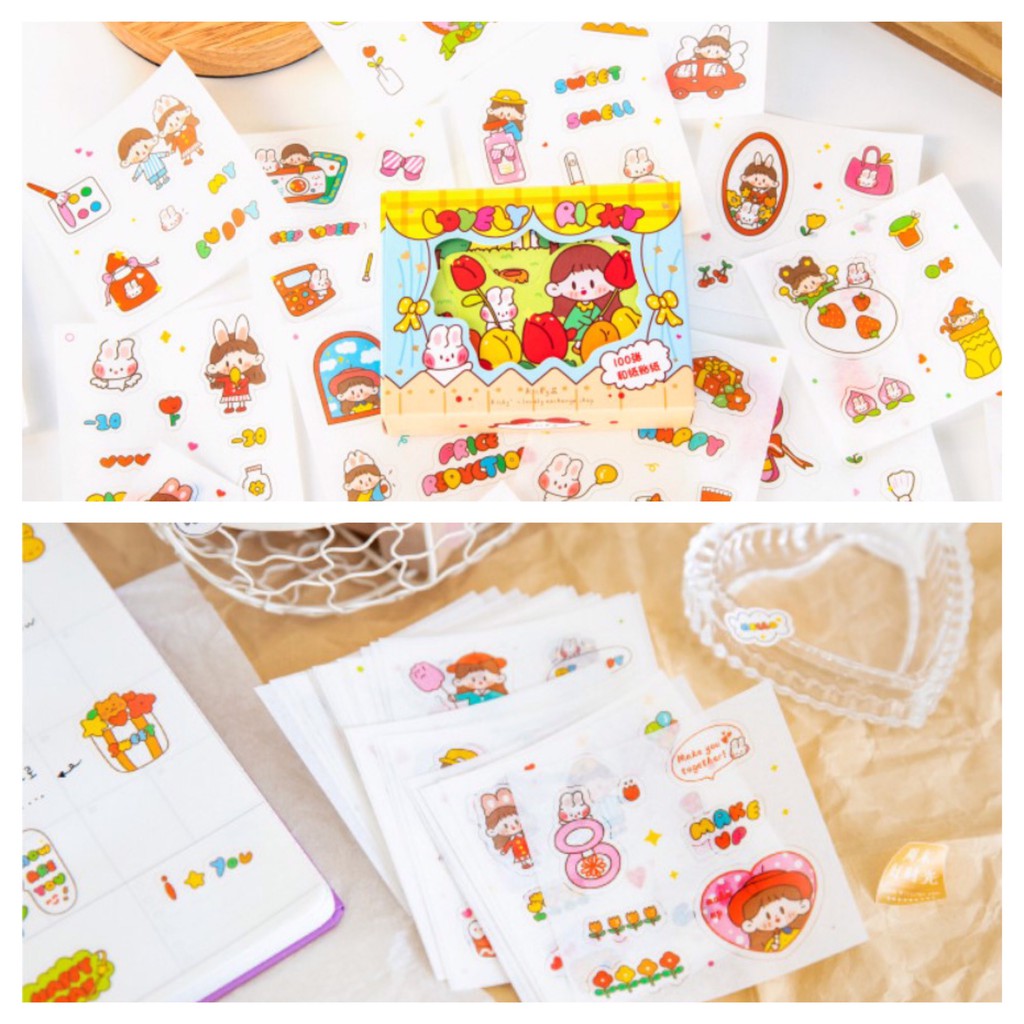 Set 10 tấm sticker dễ thương trang trí sổ tay bullet journal - set ngẫu nhiên