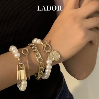 - D'or Bracelet Chain Mix Pearl