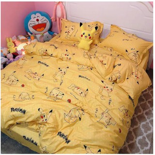Bộ Chăn Ga Gối Cotton Poly Nhập Khẩu Pikachu