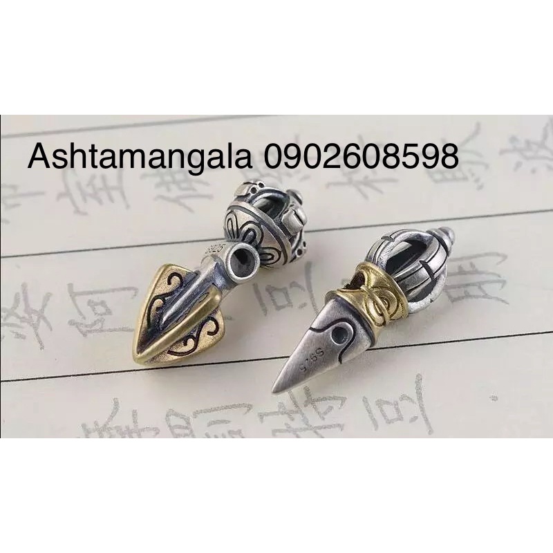 Mặt Bạc S925 Charm pháp khí Chuỳ Kim Cang Tây Tạng