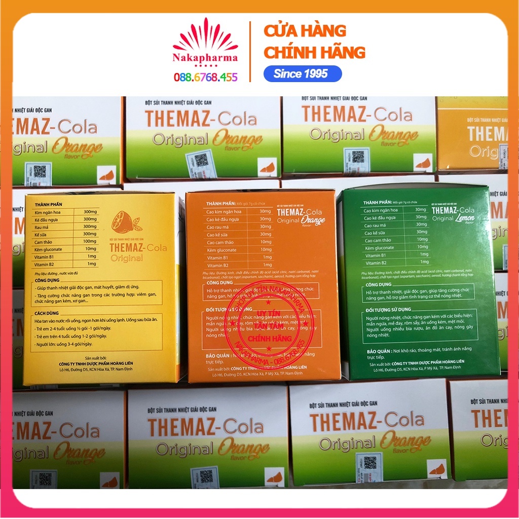 ✅  Bột sủi thanh nhiệt giải độc gan Themaz Cola Original cam chanh - Giảm nóng trong, nhiệt miệng, mẩn ngứa