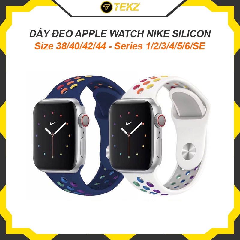 Dây Đeo Apple Watch Cao Su Nike Bảy Màu, Chống Bẩn Siêu Đẹp, Siêu Mềm dành Cho Apple Watch Series 6/5/4/3/2/1