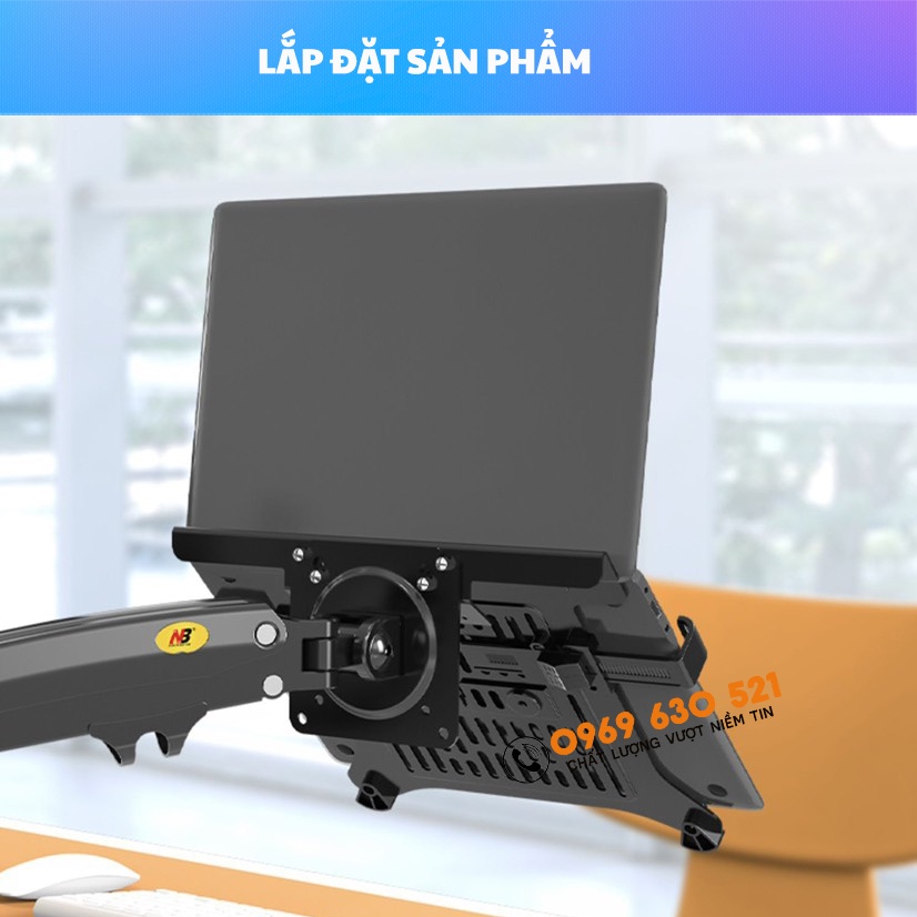 COMBO Giá Treo Màn Hình NB-F160 17 - 27 Inch Kèm Kẹp Đỡ Laptop FP2 Chính Hãng NB