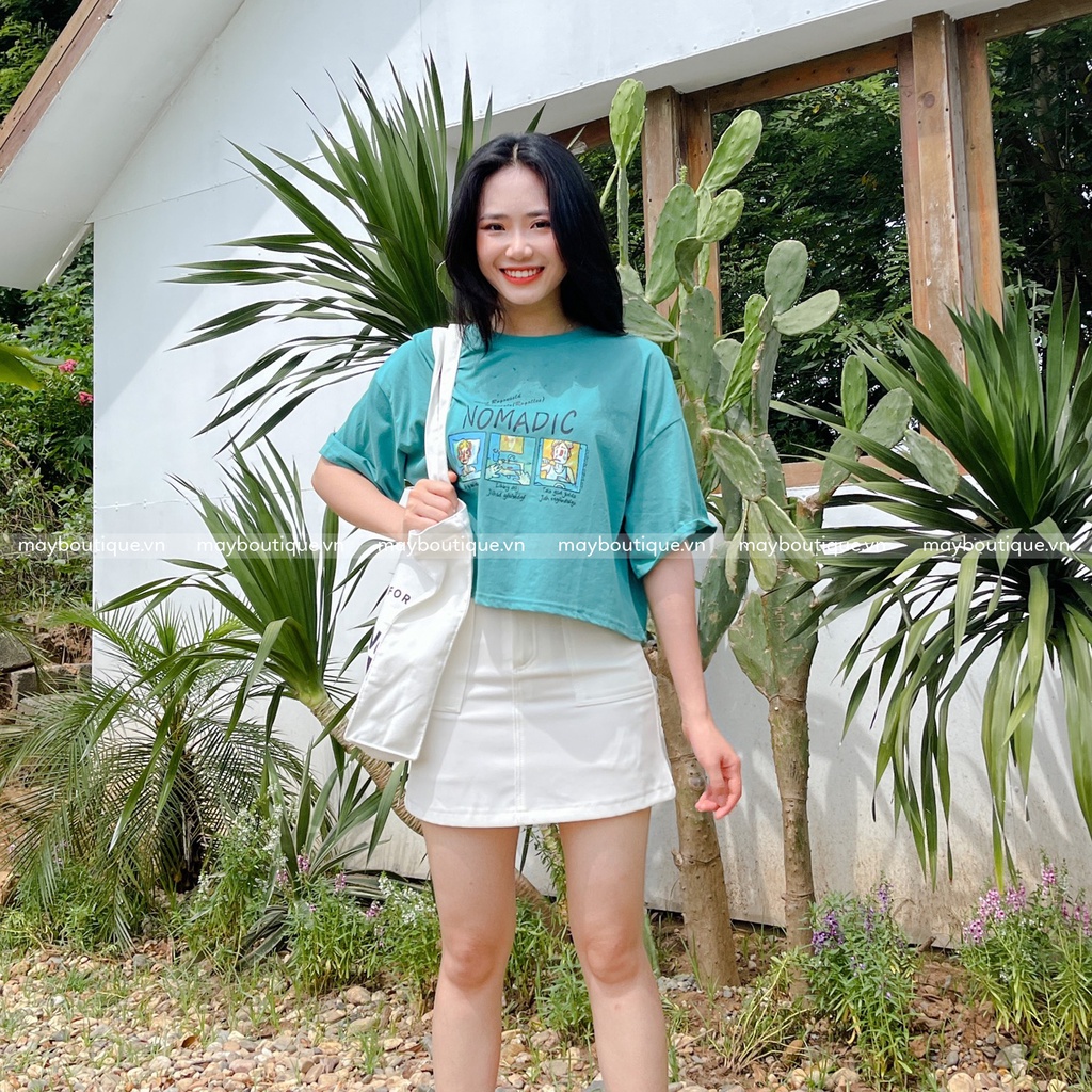 [HÀNG CÓ SẴN] Áo croptop nữ tay ngắn form rộng in chữ Nomadic Ulzzang ACZ21H_106.036 (ẢNH THẬT) | BigBuy360 - bigbuy360.vn
