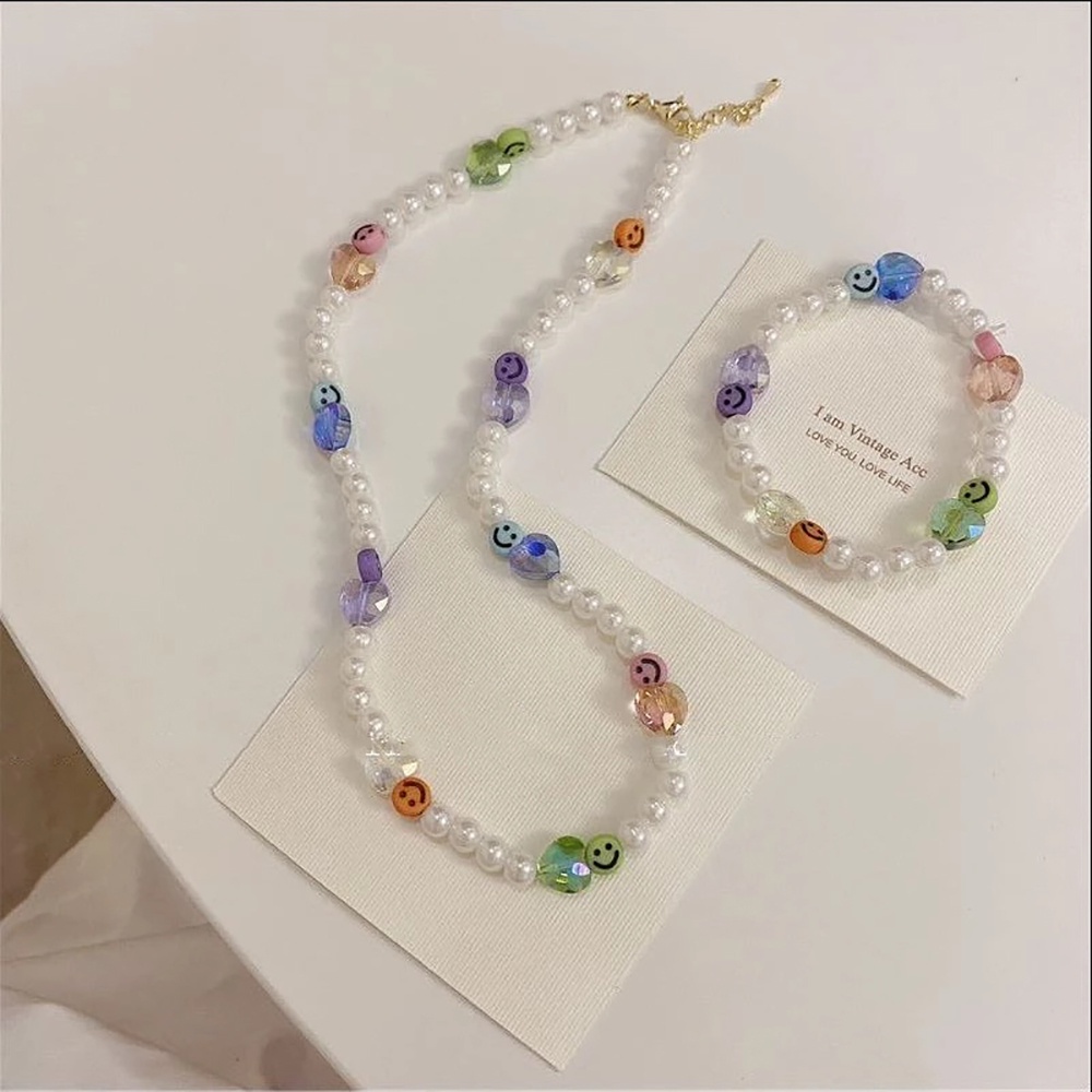 Vòng cổ Choker Mặt Hình Trái Tim Và Mặt Cười Nhiều Màu Sắc Thời Trang Hàn Quốc Cho Nữ