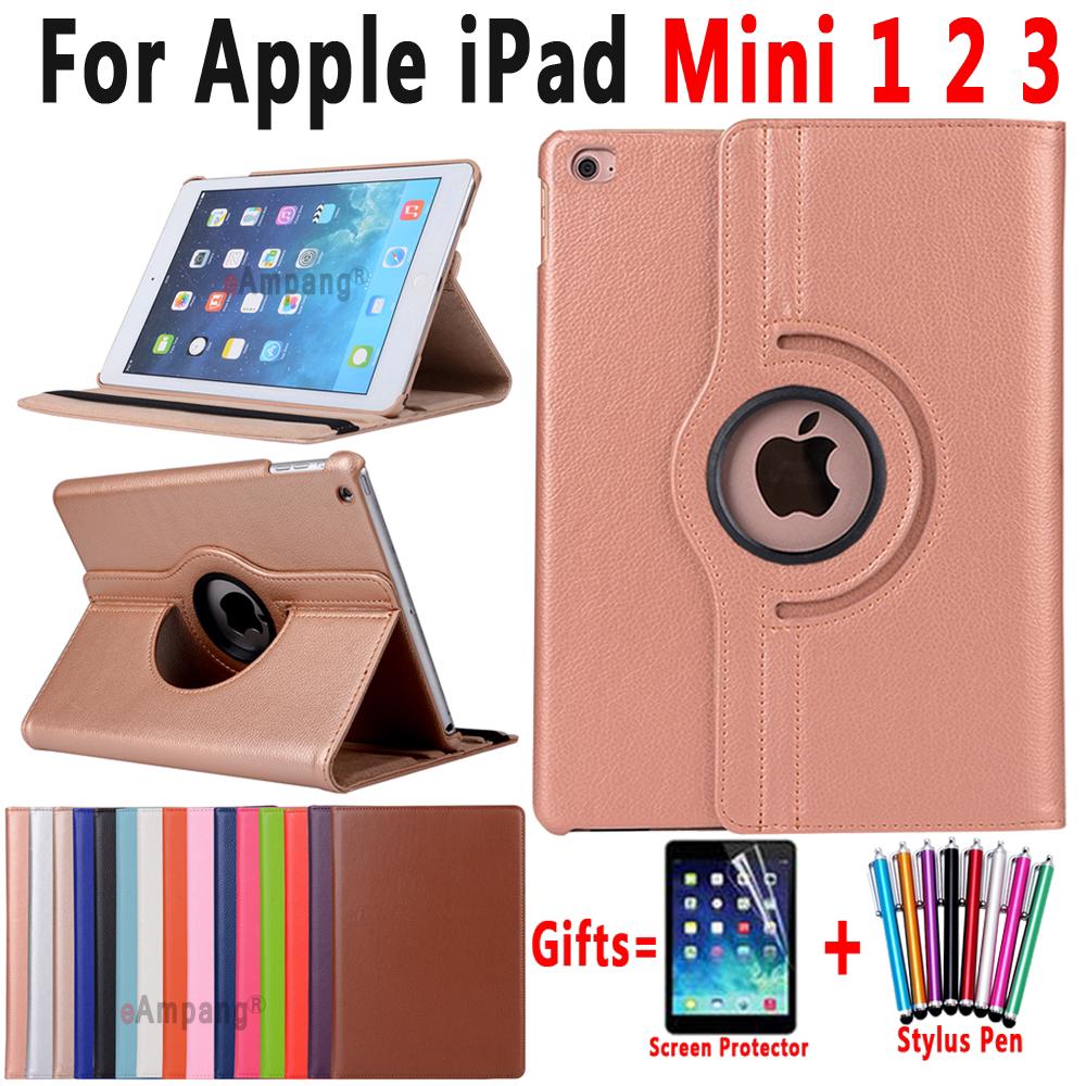 Apple iPad mini 1 2 3 7.9 Case 360 Degree Rotating Litchi Pattern Leather Smart Shell Cover Coque