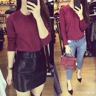 Áo len lông cừu cổ tròn