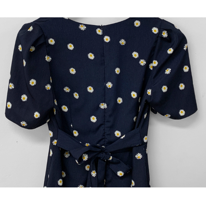 Korean S-XL Daisy Floral Women Chiffon Short Sleeve Summer Dress