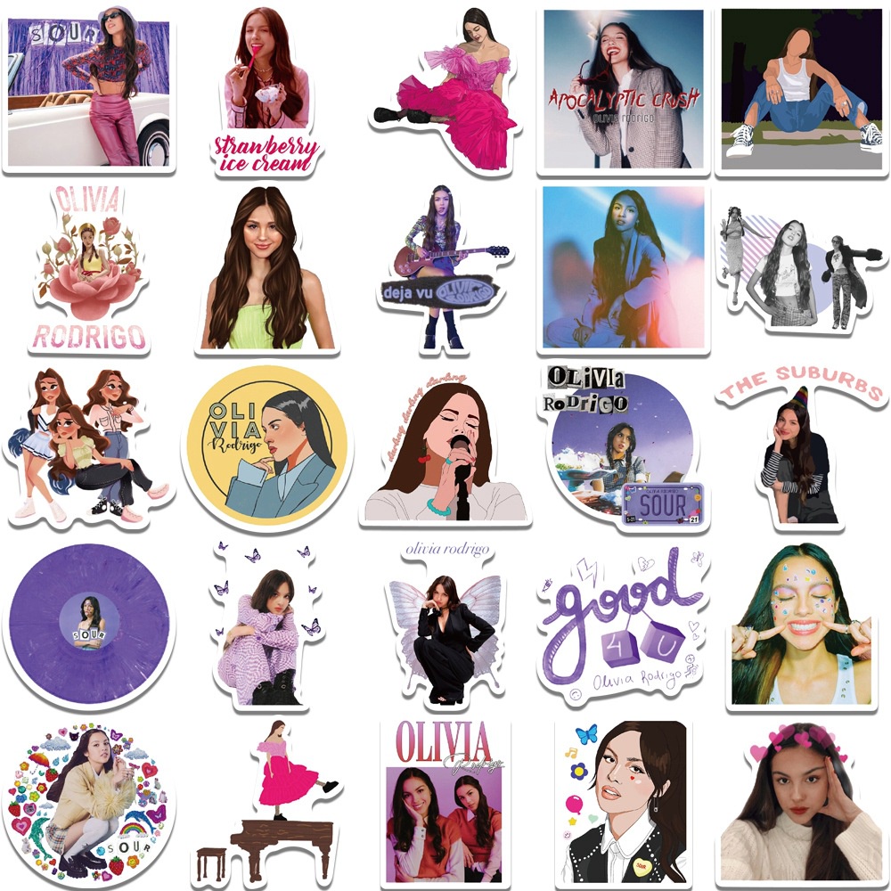 Bộ 50 Miếng Dán Trang Trí Hình Ca Sĩ Olivia Rodrigo Diy