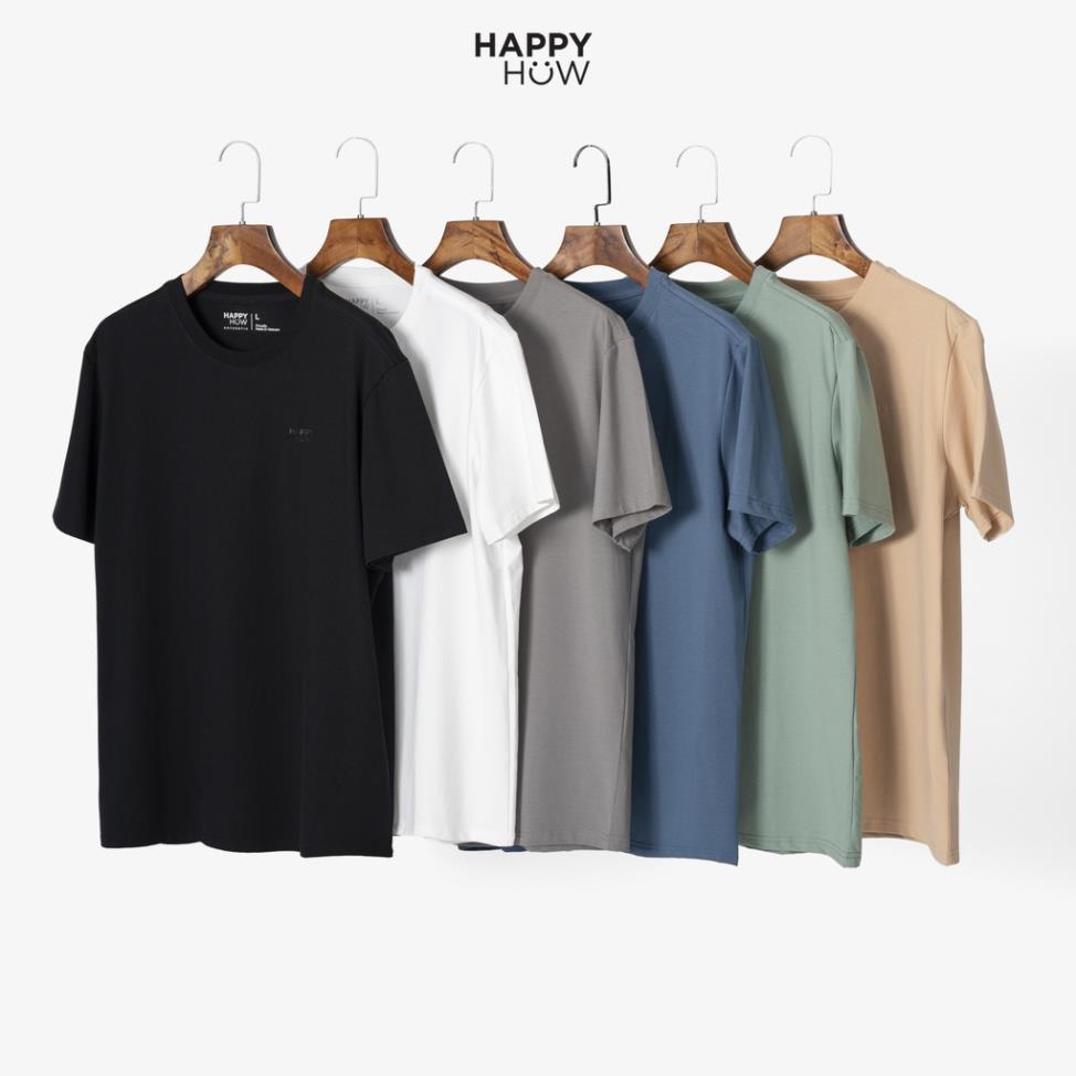 Áo thun nam cổ tròn in HappyHow vải Cotton co giãn,dày dặn, form regular fit Đẹp