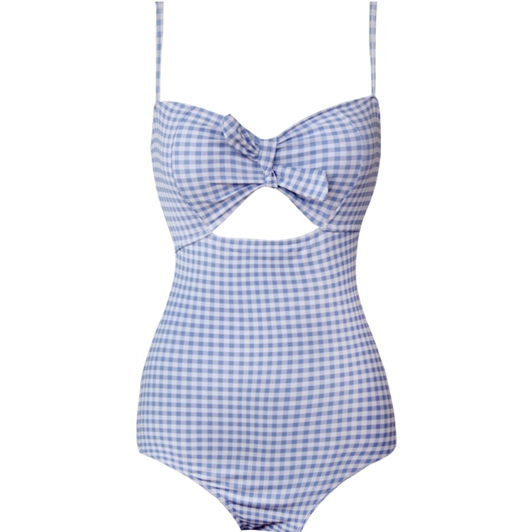 Bikini 1 mảnh đồ bơi đi biển liền thân hở lưng che bụng LUHAZO 2 dây thắt nơ kín đáo Hàn Quốc cạp cao nâng ngực 2393 LUH