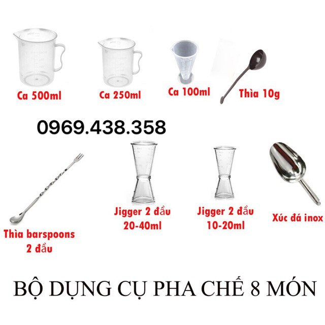 Bộ 8 món dụng cụ pha chế- định lượng [Hà Nội]