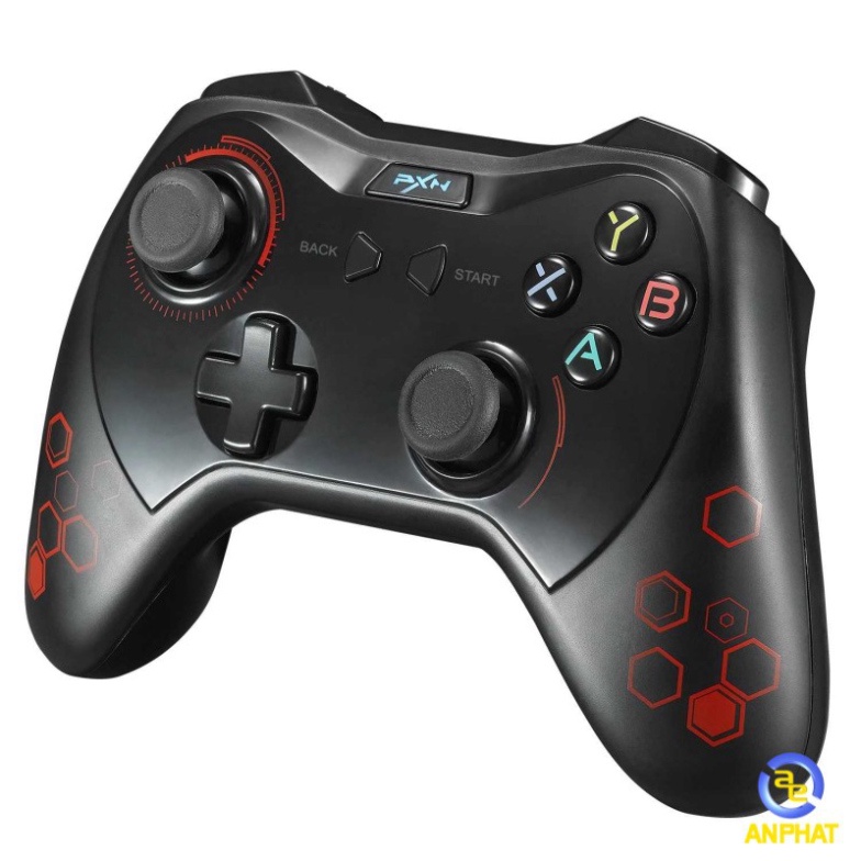 Tay cầm chơi game không dây PXN 9616 Pro Black RED Bluetooth dành cho PC / Android / Smart TV / Playstation 3 ( Có RUNG)