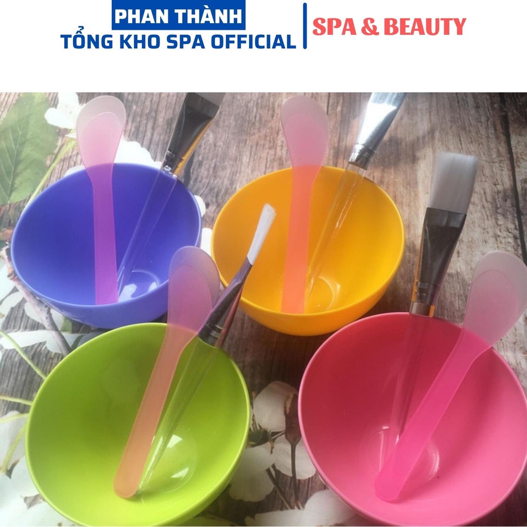 BỘ BÁT CỌ PHA MẶT NẠ 3 MÓN: THÌA, CHỔI CÁN GỖ, CHÉN SILICON