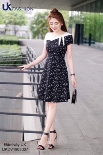 Đầm xoè sóng ngực buộc nơ V312