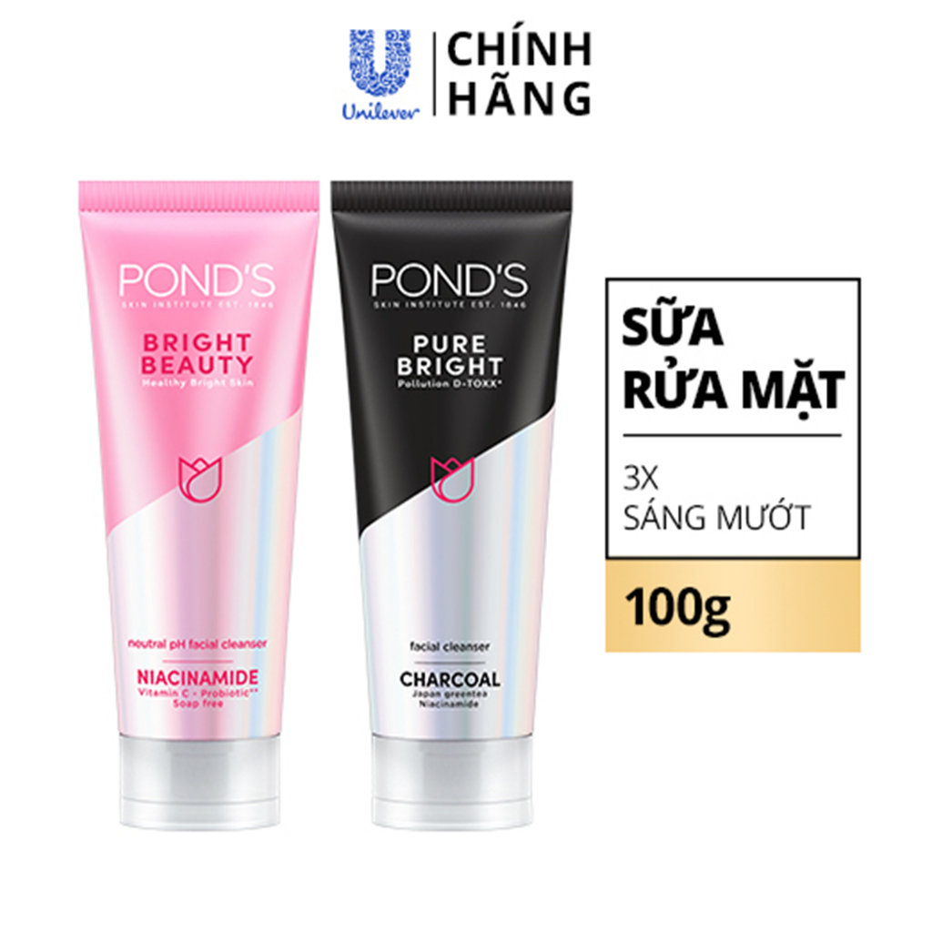 Sữa Rửa Mặt Pond's mới 3X sáng mướt với Niacinamide và Vitamin C, không gây khô da 100g