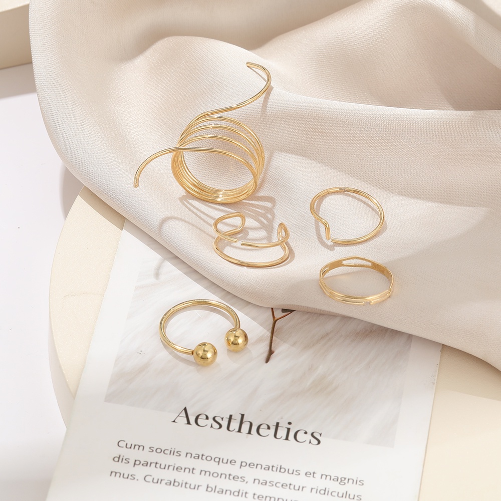 Set 5 nhẫn mạ vàng kiểu dáng đơn giản thanh lịch dành cho nữ