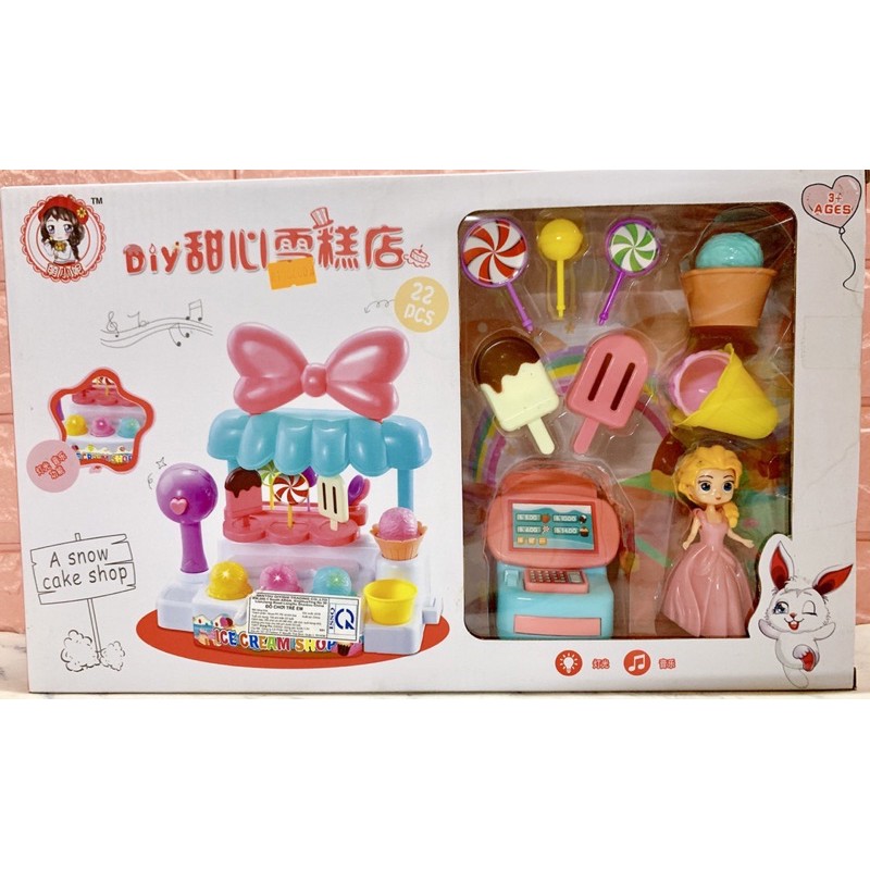 Kệ búp bê chibi bán kem có đèn nhạc sinh động quà tặng cho bé