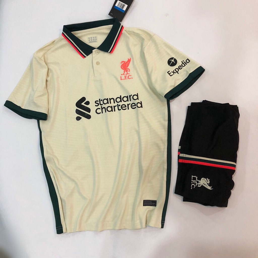 Quần áo bóng đá, áo đá bóng, áo Liverpool Vàng Nhạt Chuẩn thi đấu - Chất mè Thái cao cấp, nhẹ, bền