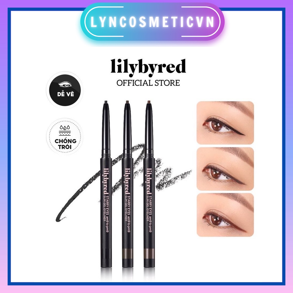 (Bill Hàn) Kẻ mắt dạng gel Chống nước , lâu trôi Lilybyred Slim Gel Eyeliner