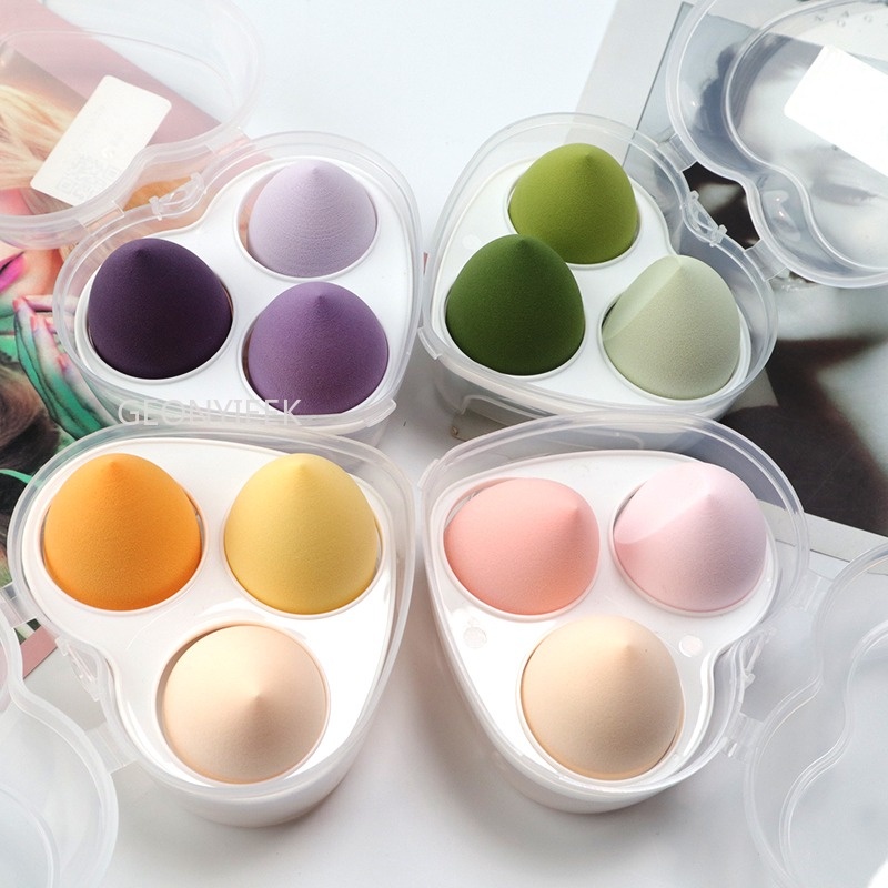 Set 3 Mút Trang Điểm Trái Tim Nhiều Màu Sắc Dùng Khi Ướt Và Khô